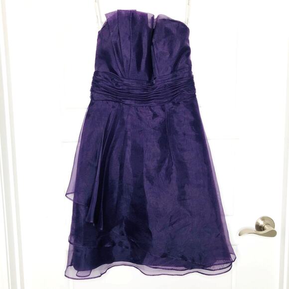 NWT David’s Bridal Wms 2 Strapless Purple Lapis Organza Dress Formal Bridesmaid - Picture 14 of 14